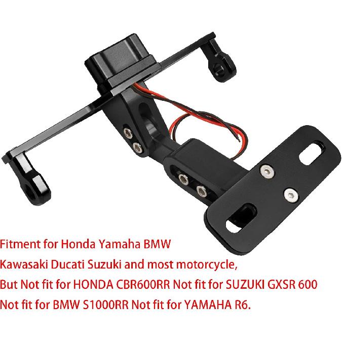 Worldmotop Motorcycle License Plate Bracket Fender Eliminator Kit Universal Replacement For Yamaha Kawasaki Honda Ducati Suzuki BMW Adjustable Light