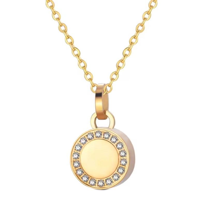 Steel Cremation Jewelry Round Accent Openable Urn For Pet Ashes Necklace
