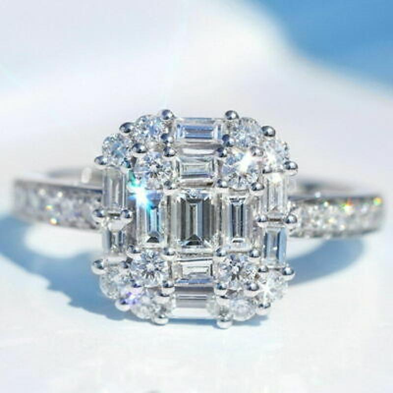Luxury Female White AAA Zircon Wedding Ring Filled Jewelry Gift  Promise Engagement Rings For Women