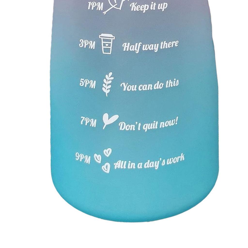 Straw Bottle Leakage Proof Frosted Gradient Color Open Sports Water Cup with Handle Clear Scale 2000ml