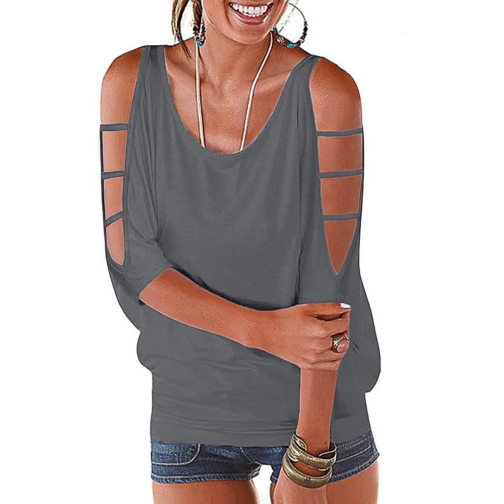 Women's Off-shoulder Top Three-quarter Sleeve Casual Sleeve T-shirt