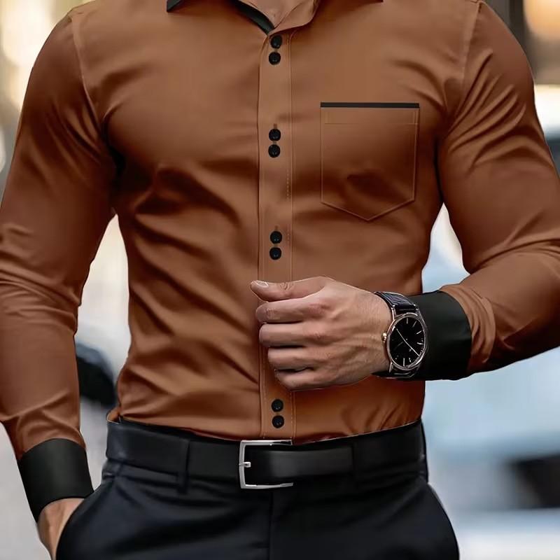 Spring And Autumn Men'S Long Sleeve Shirt