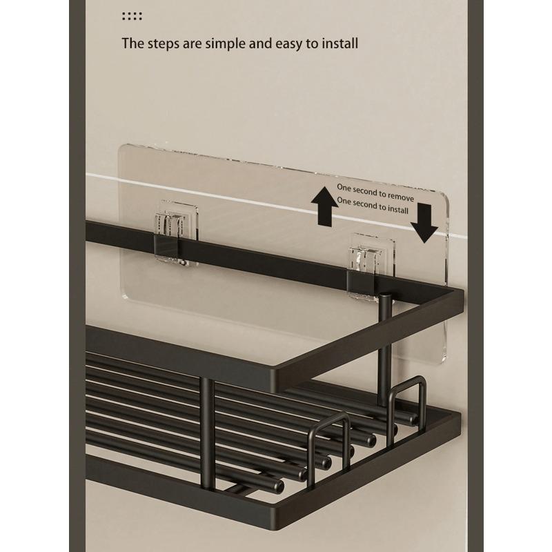 Bathroom Storage Rack Set, Corner Shower Caddy, Wall Mounted Adhesive Shower Organizer