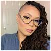 Man Women's Trendy Half Frame Cat Eye Glasses Fashionable  Light Casual Glasses Diamond Studded Retro Flat Mirror