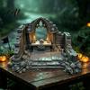 Miniature Puppet Scene Setting Gothic Ruin Skull Altar Table Ornaments 3D Printed Broken Chapel Castle Ruins Diorama Props Halloween Spooky Desktop
