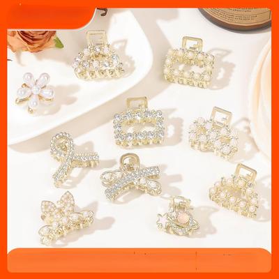 Mini artiglio per capelli con strass e perle, stile retrò, con diamanti, a forma di fiore, a forma di stella, per donne e ragazze, piccole forcine per capelli, granchi, accessori per capelli