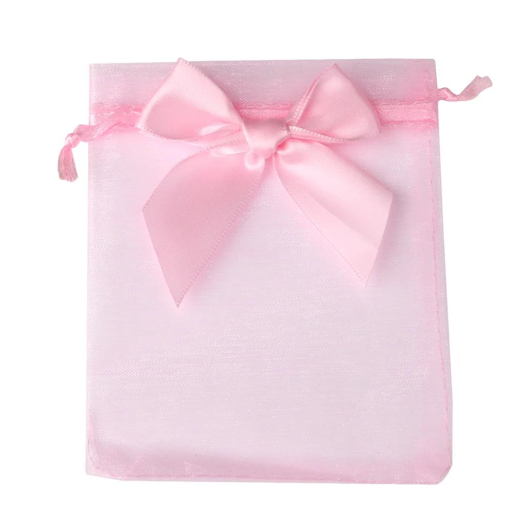 10/20/30 st Organza Presentpåsar Rosett Julkalas Bröllop Godispåsar Utsökta Smyckesförpackningar Dragskopåsar Festtillbehör