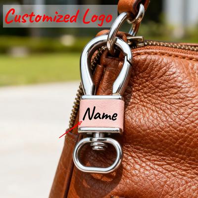 Customized Laser Engrave Logo Key Chain Ring Personalized Leather Car Keychain for Men and Women Retro Vintage Keyring Gift