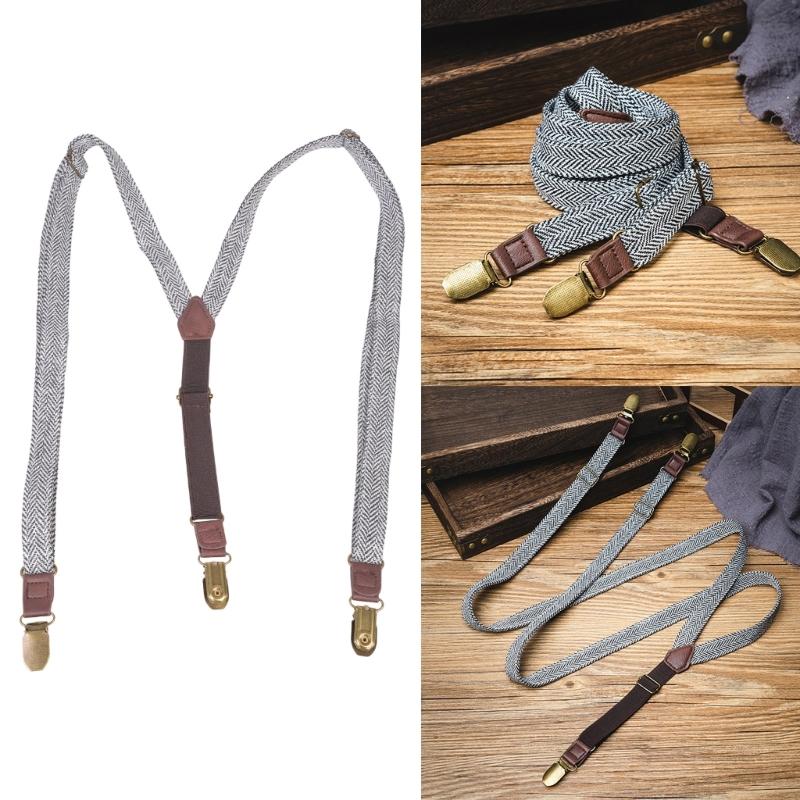 Antislip Suspenders for Men with Secure Strong 3 Clip Attachment Formal Pants Elastic Brace for Business Meeting