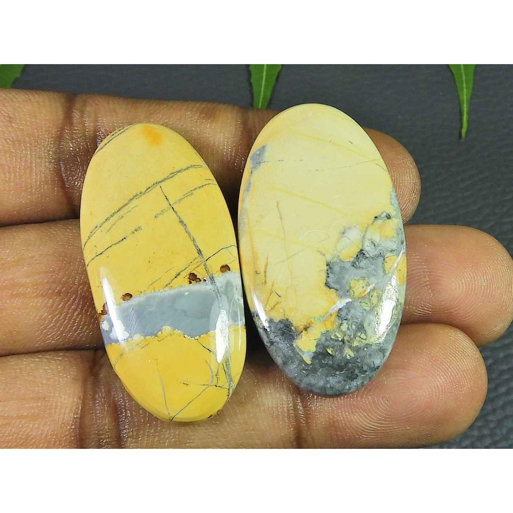 AAA Maligano Jasper Oval Shape 2Pcs Cabochon Loose Gemstone 105Cts. 41-42MM SK-3486