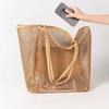 1pcs Mesh Beach Bag  Women's Shoulder Tote Bag  Large Capacity Foldable Mesh Swim Bag with Pocket Bag