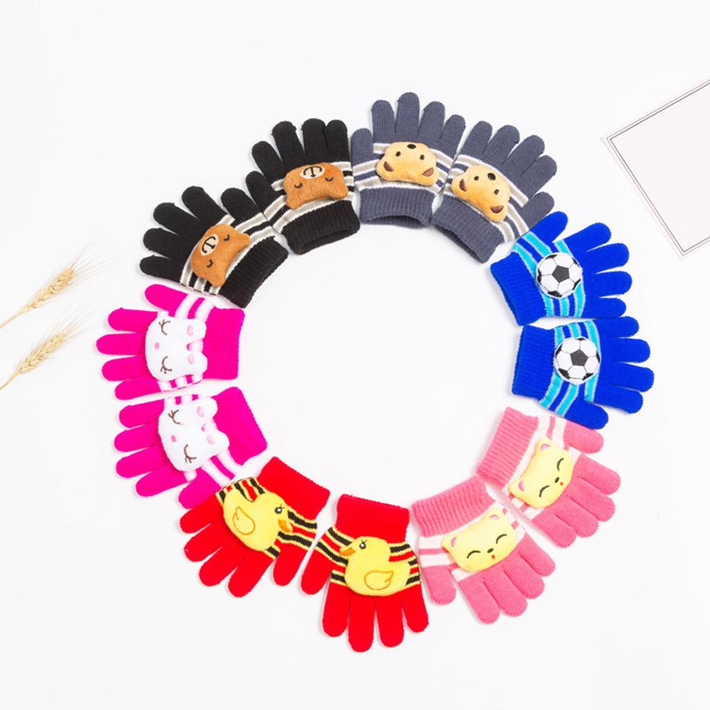 Cute Warm Colorful Gloves Thick Stylish Cartoon Animals Mitten Full Finger Mitten Colorful Striped Mitten for Toddler