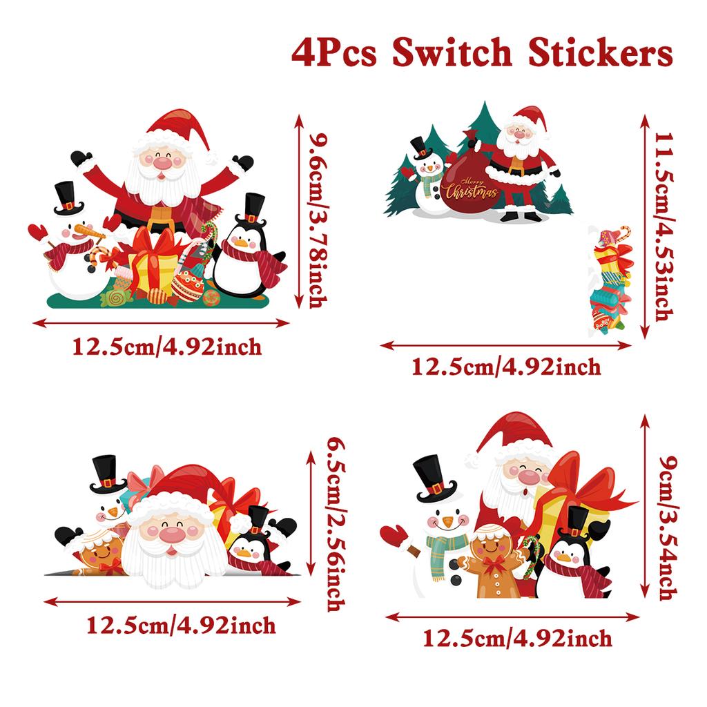 Christmas Santa Claus Switch Sticker Merry Christmas Decor for Home 2025 Navidad Xmas Ornament Penguin Sticker New Year 2026