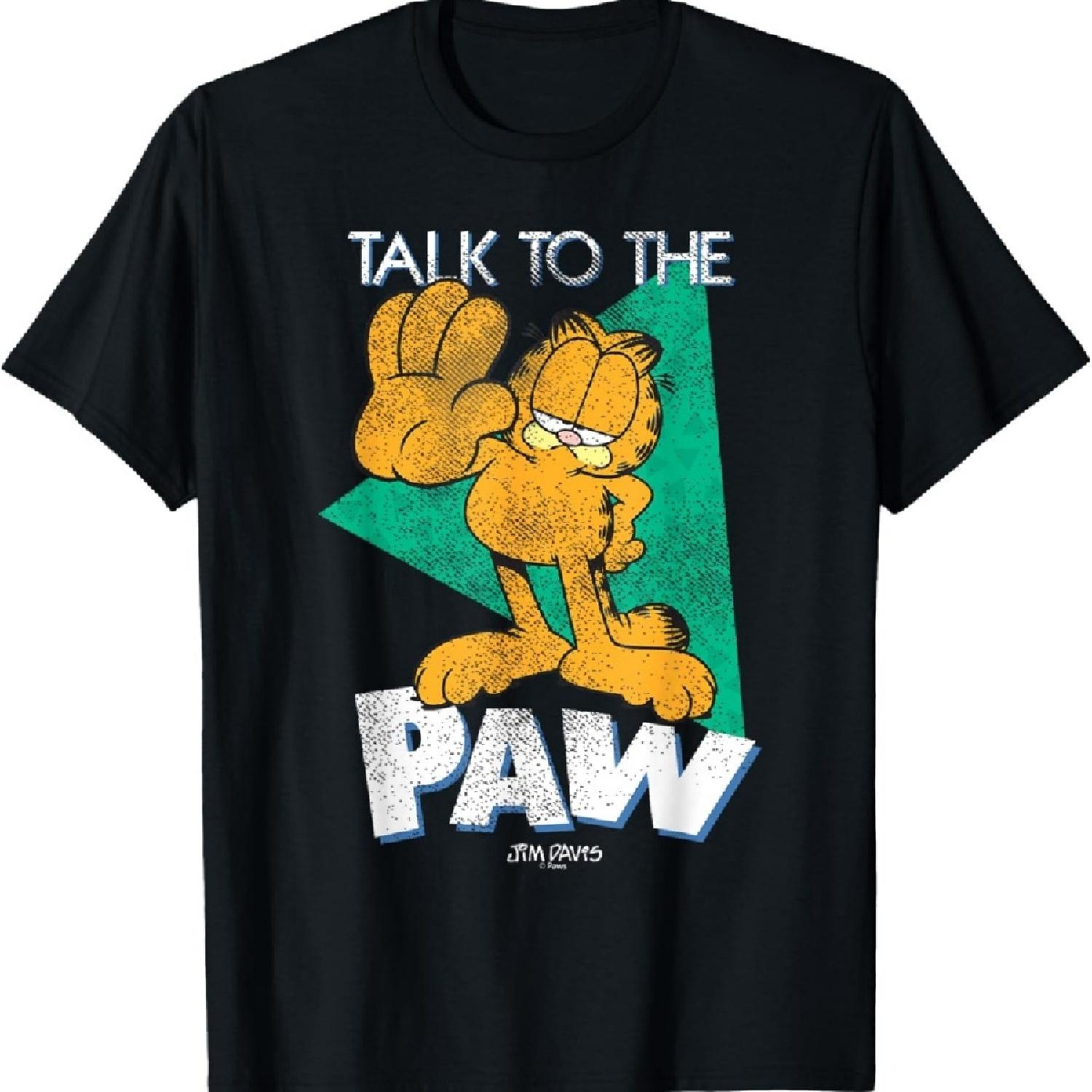 

Garfield Distressed Talk To The Paw Retro Cartoon Cat T-Shirt XXXXXL чёрный