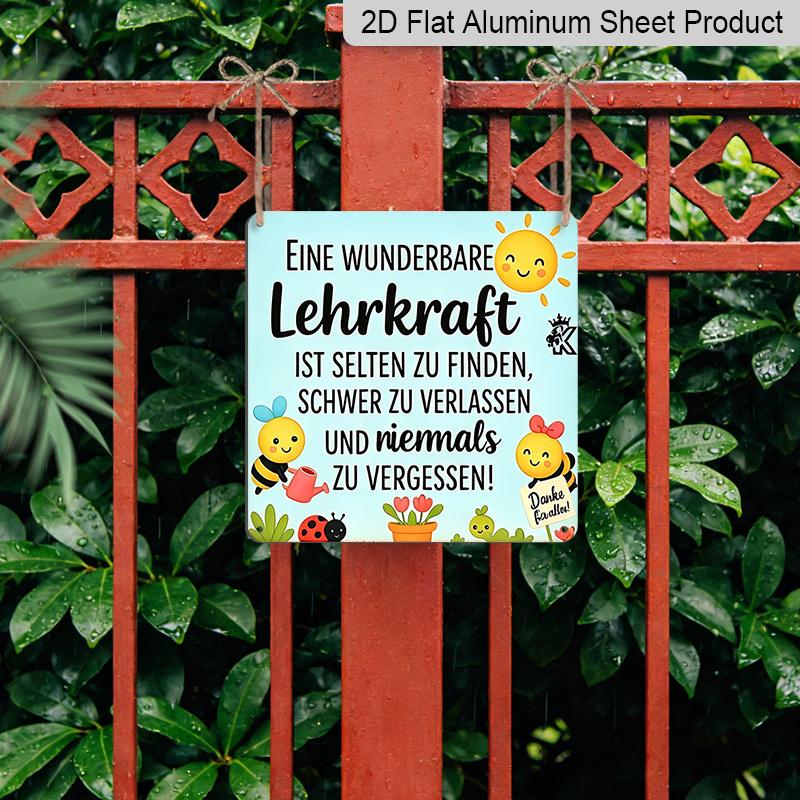 2D Flat, 1pc German Teacher's Day Metal Sign - Retro Lehrkraft Wall Decor Suitable for Classroom, Office, Library, Vintage German Plaque with