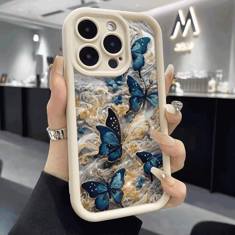 Blue Butterflies Shockproof Phone Case For iPhone 17 Pro Max 16E 15 Pro 14 13 12 11 Mini AIR XS XR XS 8Plus Anti-Slip Soft TPU