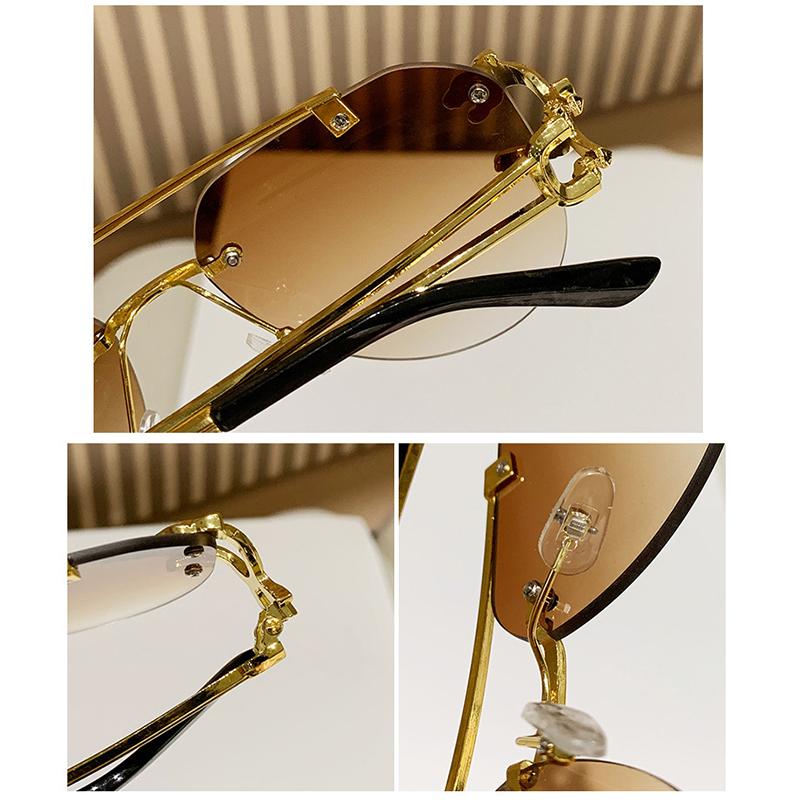 Vintage Rimless Men Women Trendy Gradient Shades Double Bridge UV400 Eyewear