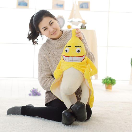 Bananenmann Stofftier Lustiger Ausdruck Lange Beine Fruchtpuppe Weicher Plüschtier Schmuck PP-Baumwolle Böser Schlechter Bananenmann Zeichentrickpuppe Kissen Geburtstagsgeschenk
