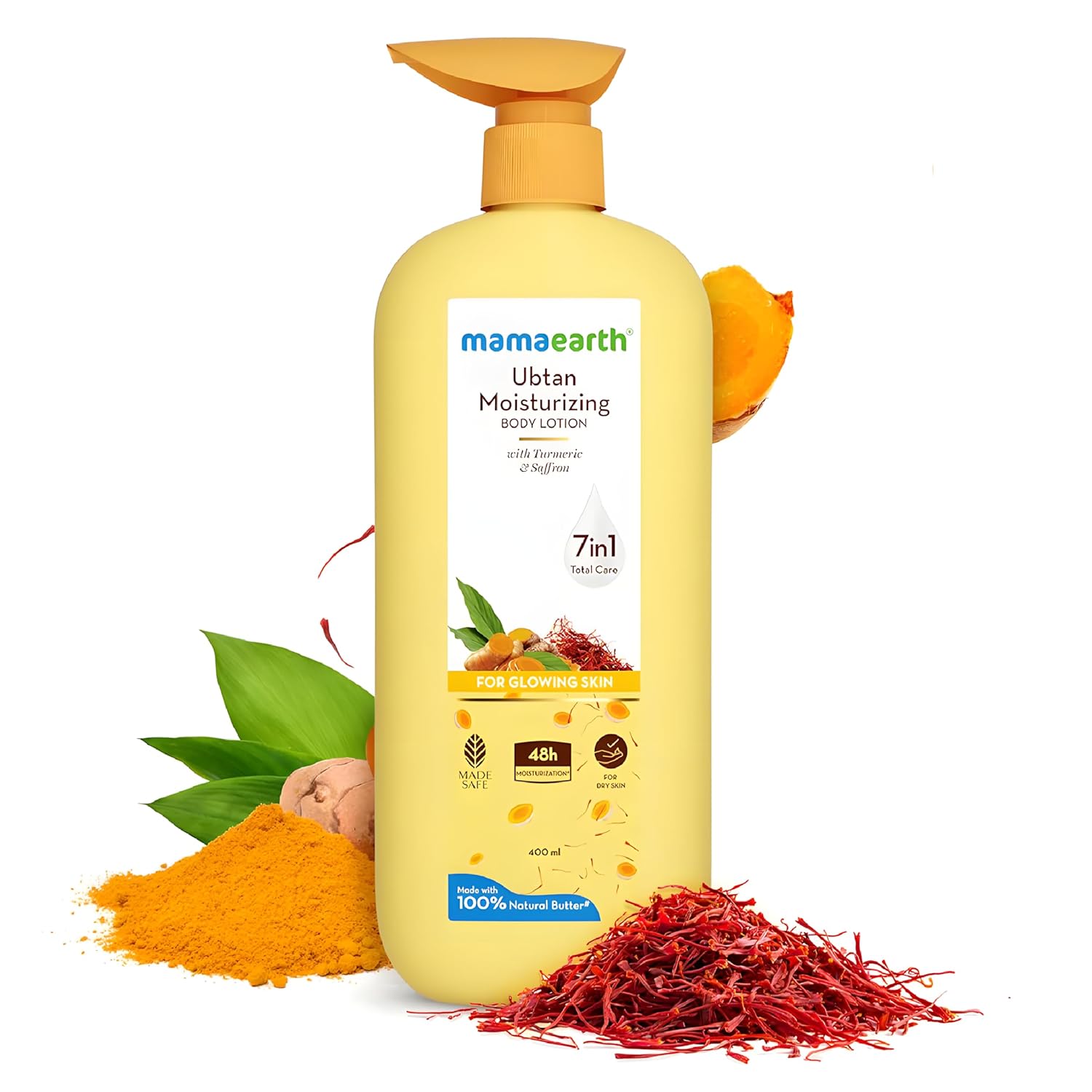 

Mamaearth Убтан Увлажняющий лосьон для тела 400 мл Упаковка 1 шт. для сияющей, мягкой, гладкой кожи с 48-часовым увлажнением