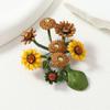 French Style Flower Brooch Vintage Corsage Ornament Exquisite Metal Pin  Women