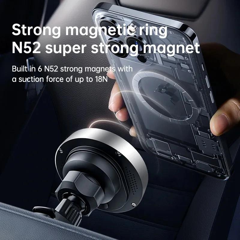Car Magnetic Wireless Charger Stand For Magsafe iPhone 17 16 15 14 13 12 Pro Max Plus Samsung with LED Light Fast Charging