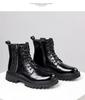 2023 Autumn Men's Black High-Top Martin Boots: Versatile British Style Casual Short Workwear