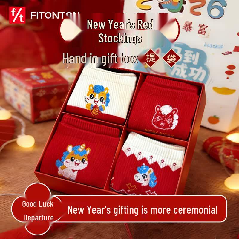 FitonTon Women s Red Lucky Socks Gift Box One Size