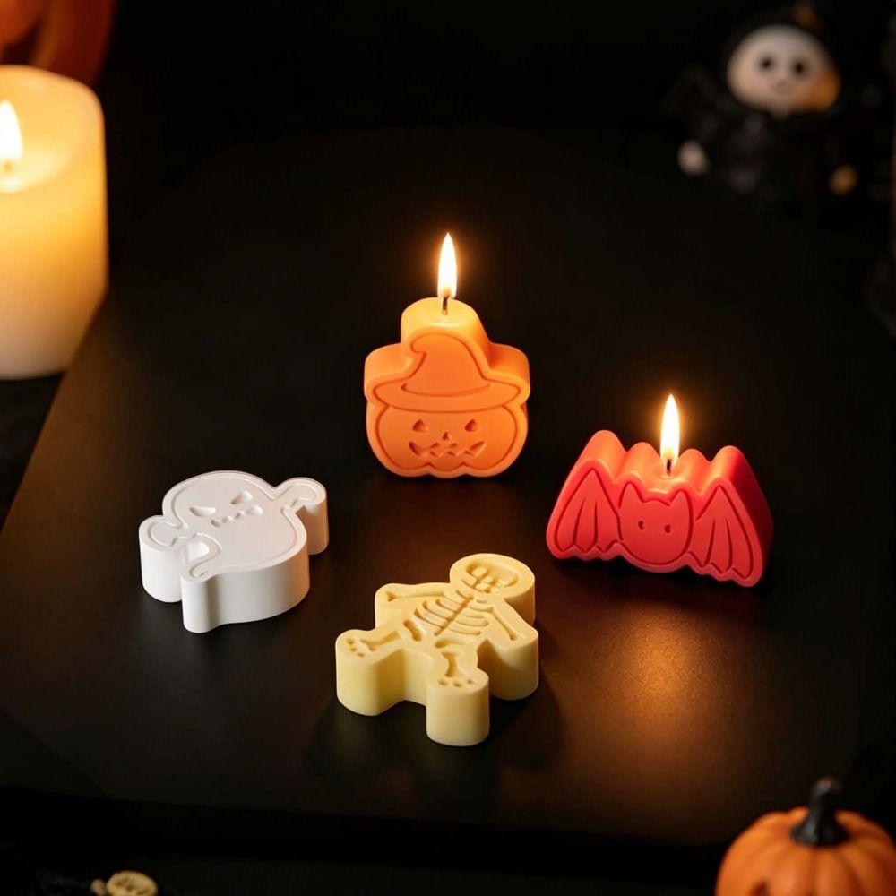 Ghost/Skull/Bat/Pumpkin Shaped Halloween Candle Mold Halloween Silicone Mold Making Supplies