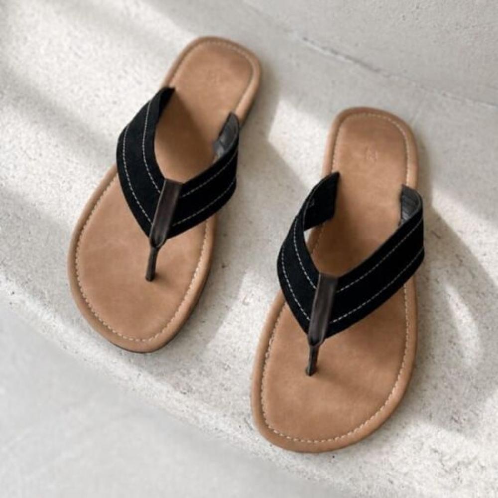 Melting Brown Women Suede Strap Daily Flip Flop 3color