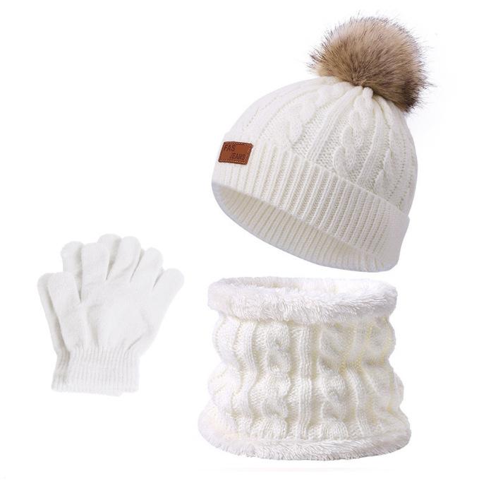 3PCS Winter Hat Scarf Gloves Set,outdoor Fashion Knitted Hooded Fleece,winter Warm Soft Comfortable Hats for Skiing,daliywear