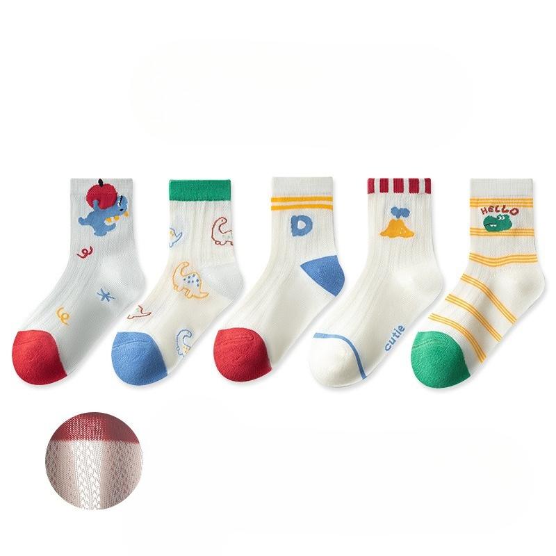 1-15 Years Children 5 Pairs Socks Spring and Summer Thin Mesh Crew Socks
