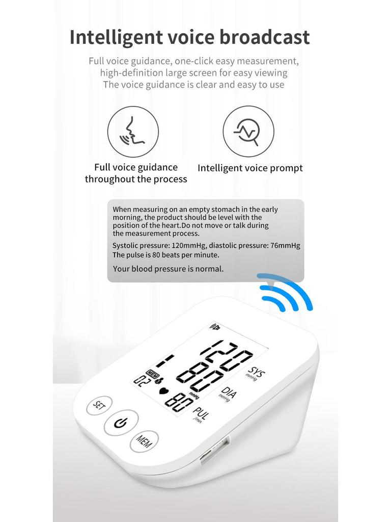 Huaishengtang Bluetooth Smart Arm Blood Pressure Monitor - Fully Automatic with Large Screen for Home Use