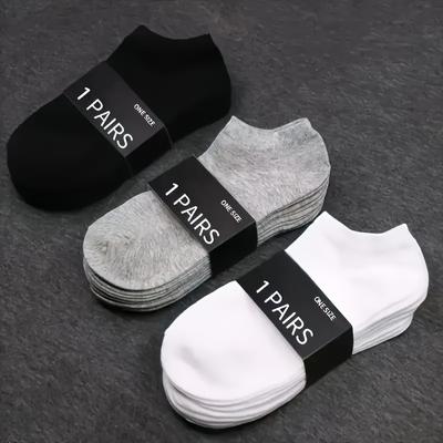 Men's Summer Cotton Invisible Socks Anti-Odor Sweat Absorbent Black, White, Gray Perfect for Sports Casual Wear