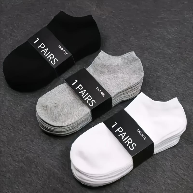 Men's Summer Cotton Invisible Socks Anti-Odor Sweat Absorbent Black, White, Gray Perfect for Sports Casual Wear