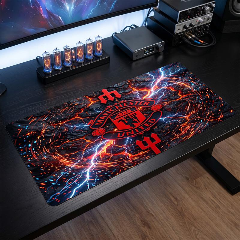 Alfombrilla de ratón grande impresa del Manchester United, alfombrilla de escritorio para gaming de goma suave antideslizante para decoración de oficina, portátil y ordenador