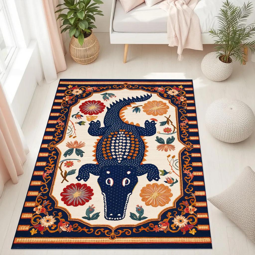 Crocodile Rug, Motif Crocodile Rug, Animal Pattern Rugs, Home Decor, Alligator Decor Rug,Natural Touch for Your Living Room