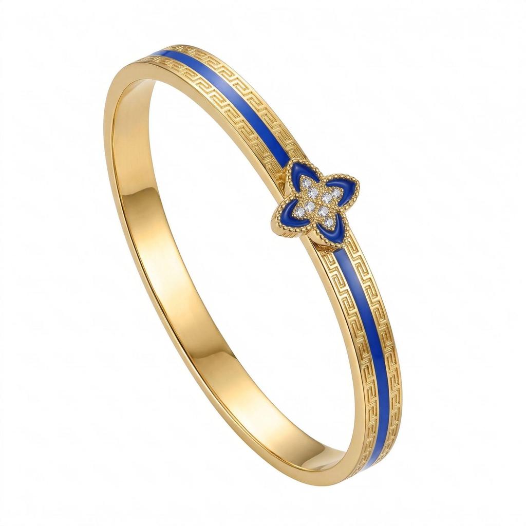 Γυναικείο Βραχιόλι Τιτανίου με Επιχρύσωση, Ανθεκτικό στο Χρώμα, Τετράφυλλο Τριφύλλι