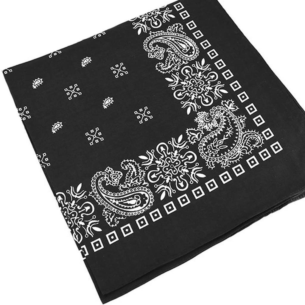 Trifong Bandana Black Unisex Cotton 100% Cotton Cashew Paisley Men's Black 55cm X 55cm