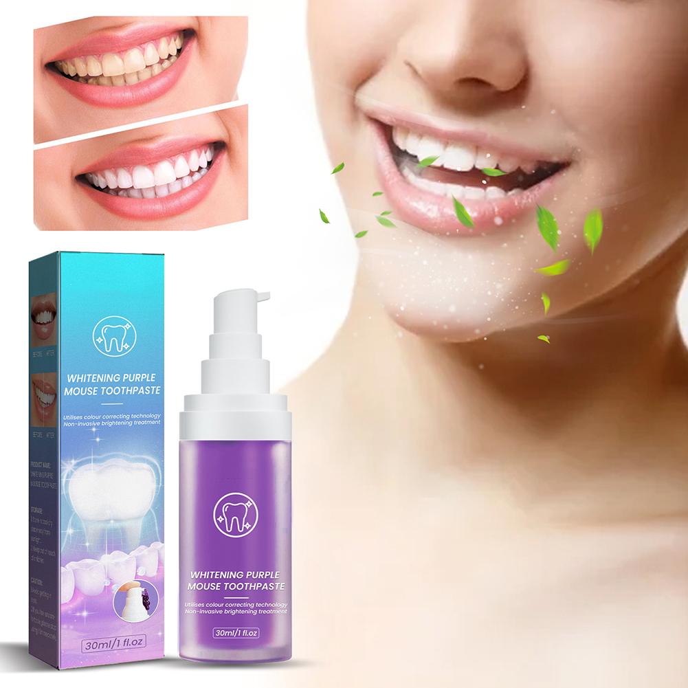 30 ml Zubní pasta na odstranění skvrn na zuby Zubní pasta Purpurová zubní pasta Čištění úst pro bělení zubů dospělých