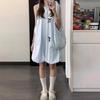 Small light blue bud dress women's summer short skirt new French sleeveless vest puffy skirt