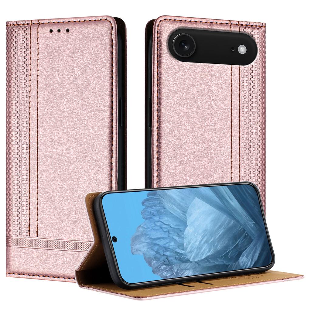 For iPhone Air Case L-Shaped Grid Pattern Leather Stand Phone Cover with Card Slots