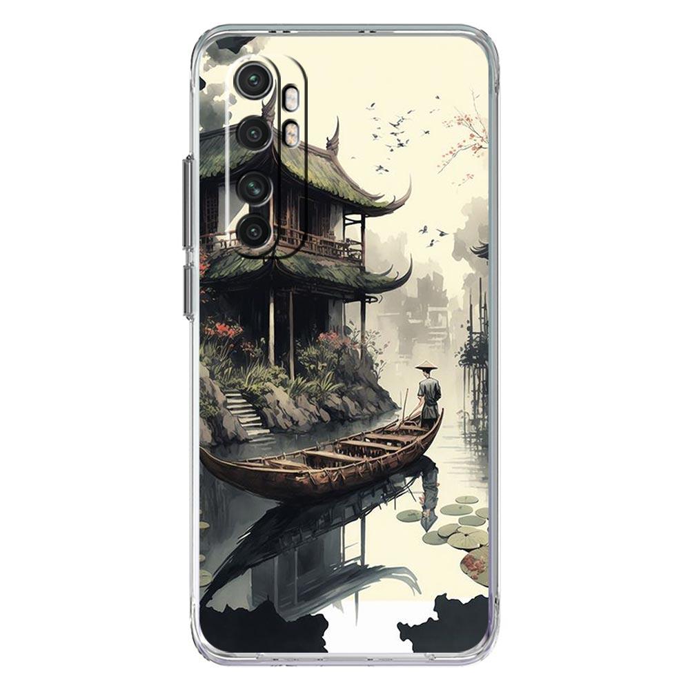 Phone Case For Xiaomi Poco X6 X5 NFC X3 F6 F5 Pro F4 F3 M3 14 13T 12T 12 13 Lite 11 Mi 5G Clear Cover Japanese Landscape