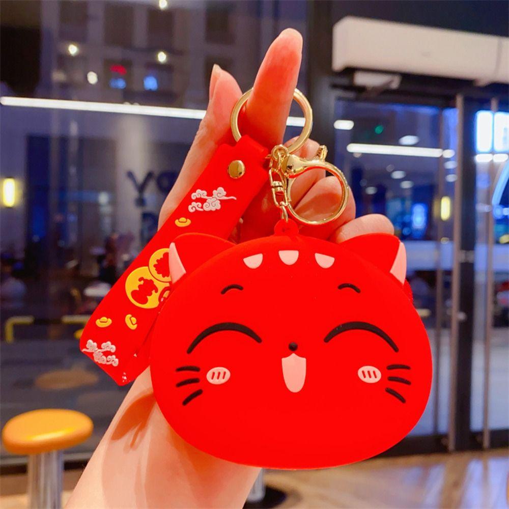 Doll Silicone Cat Coin Bag Kawaii Earphone Bag Sweet Coin Purse Keychain  Kids
