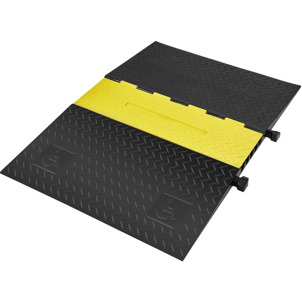 VEVOR Rubber Cable Protector Ramp 114.5x80x5 Cm, 5-Channel 10t Capacity Heavy Duty Wire Cover Ramp Hose Cord Ramp Driveway