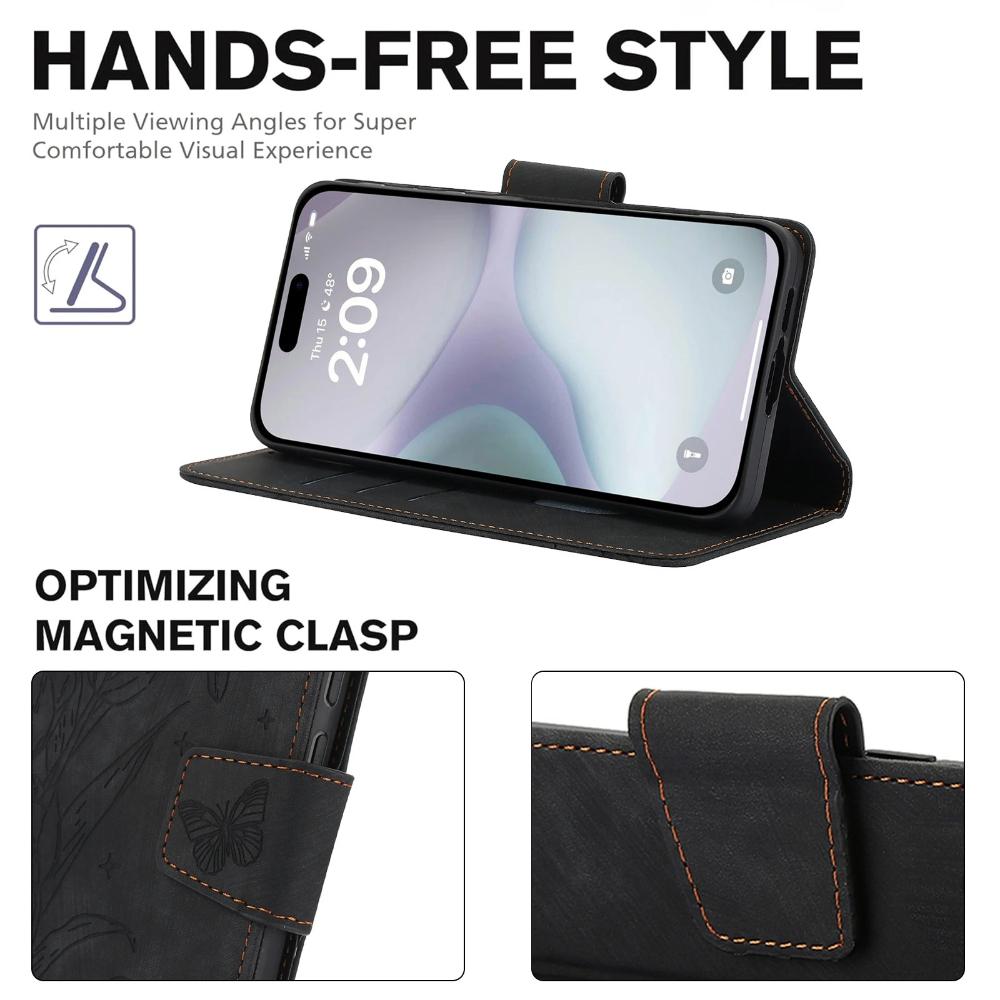 Floral Pattern Wrist Strap Leather Phone Case for iPhone 17 Pro Max Air 16 16E 15 Plus 14 13 Mini 12 11 Xs Xr Card Holder Cover