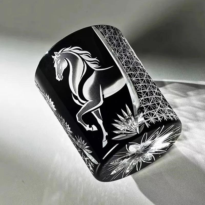 Horse Edo Kiriko Crystal Whisky Wine Glass Implies Success Hand Carving Cup Brandy Liquor Snifter Beer Mug Gift Box Dropshipping