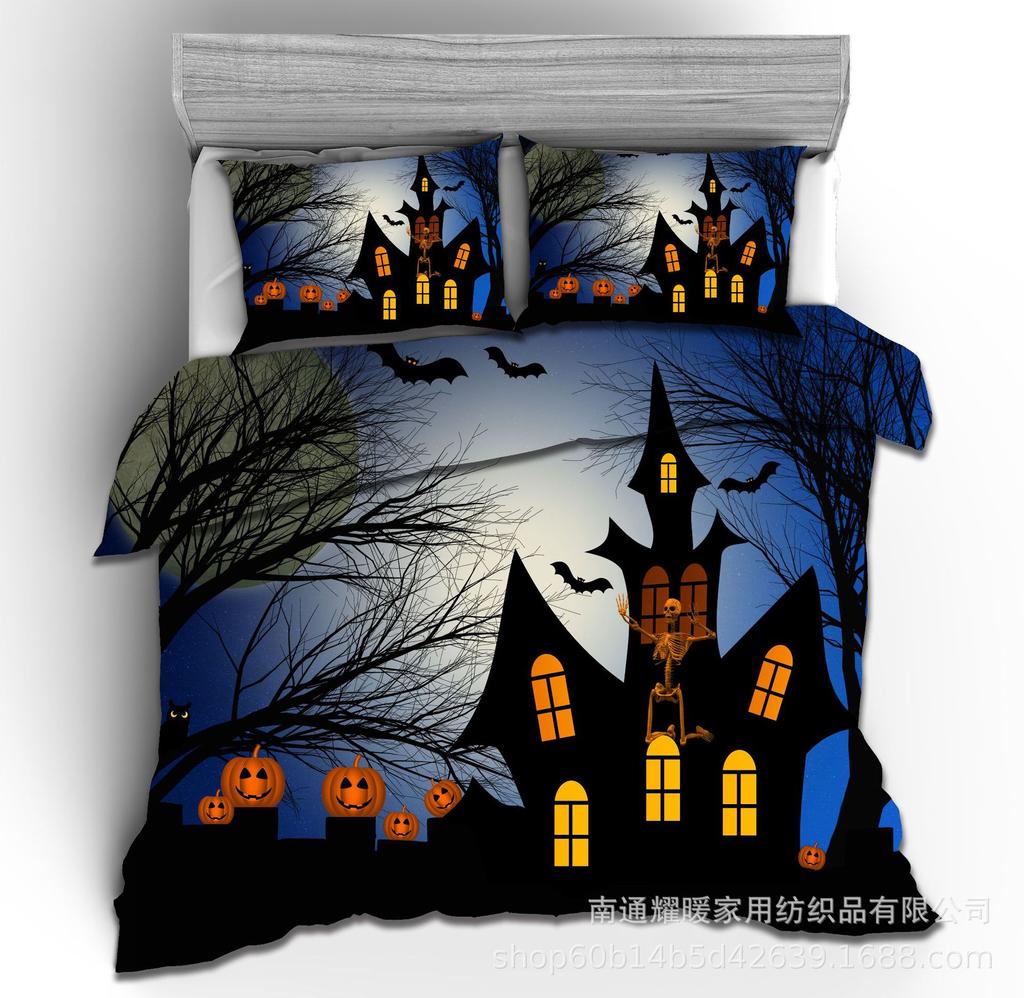 3D Digital Printing Halloween Bedding Pattern Four-Piece Set Three-Piece Set Sticker