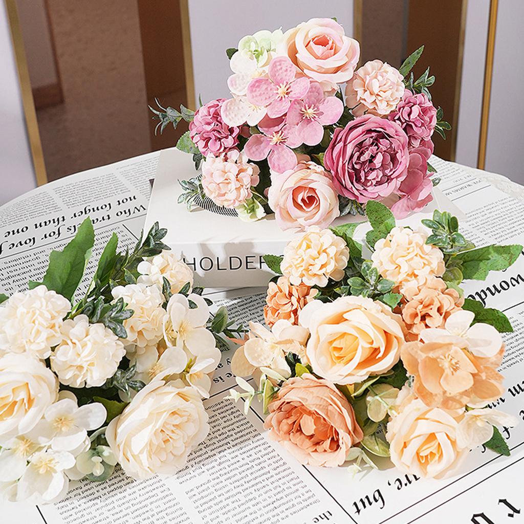 Artificial Flower Silk Peony Rose Hydrangea Wedding Bouquet Garden Arch Festival Wreath Decoration Floral Arrangement Cheap Prop