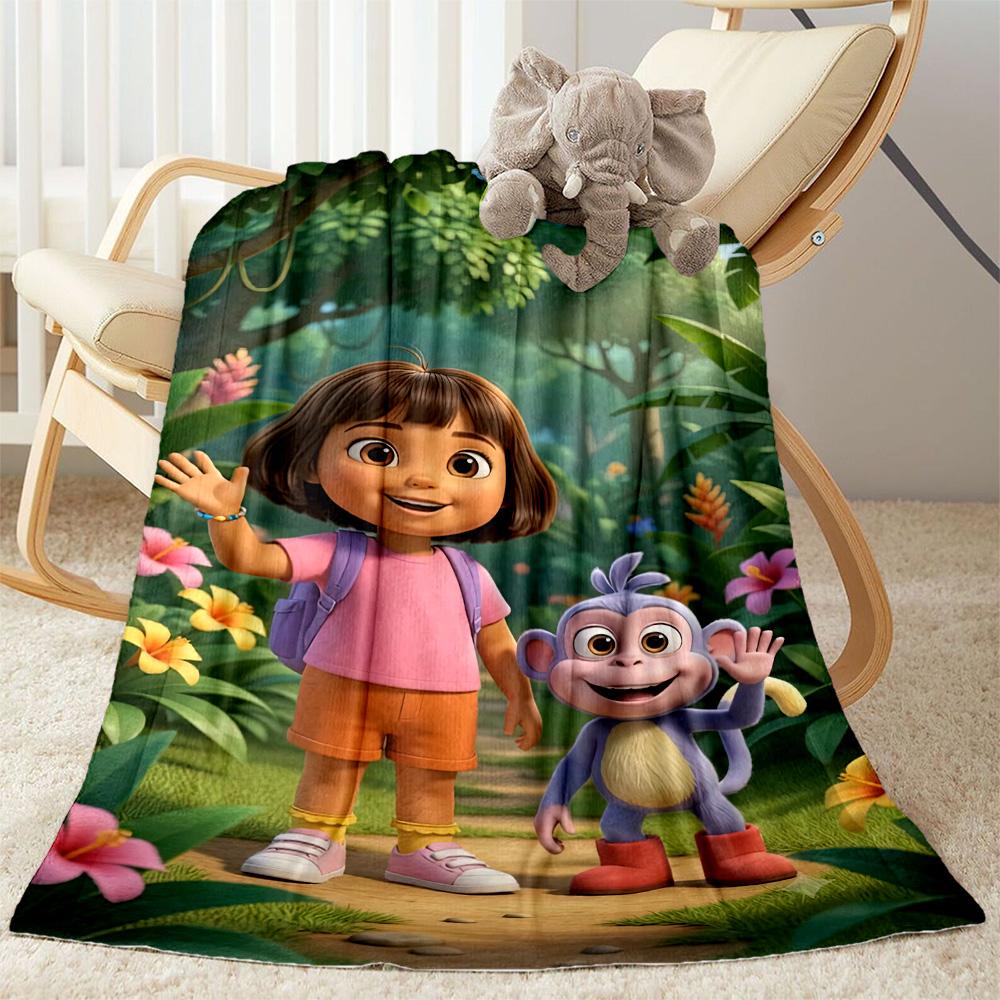 Dora Explorer Blanket Soft Warm Cozy Great for Office Picnics Livingroom All-Season Use Playful Design Ideal Gift For Birthday Valentine'S Day