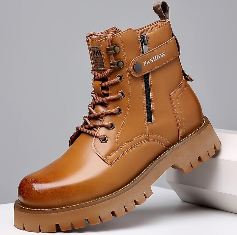 Мужские зимние ботильоны до щиколотки американские высокие из натуральной кожи для улицы с хлопковой шерстяной плюшевой подкладкой подошва из коровьего сухожилия рабочая обувь короткие ботинки 43 5400₽